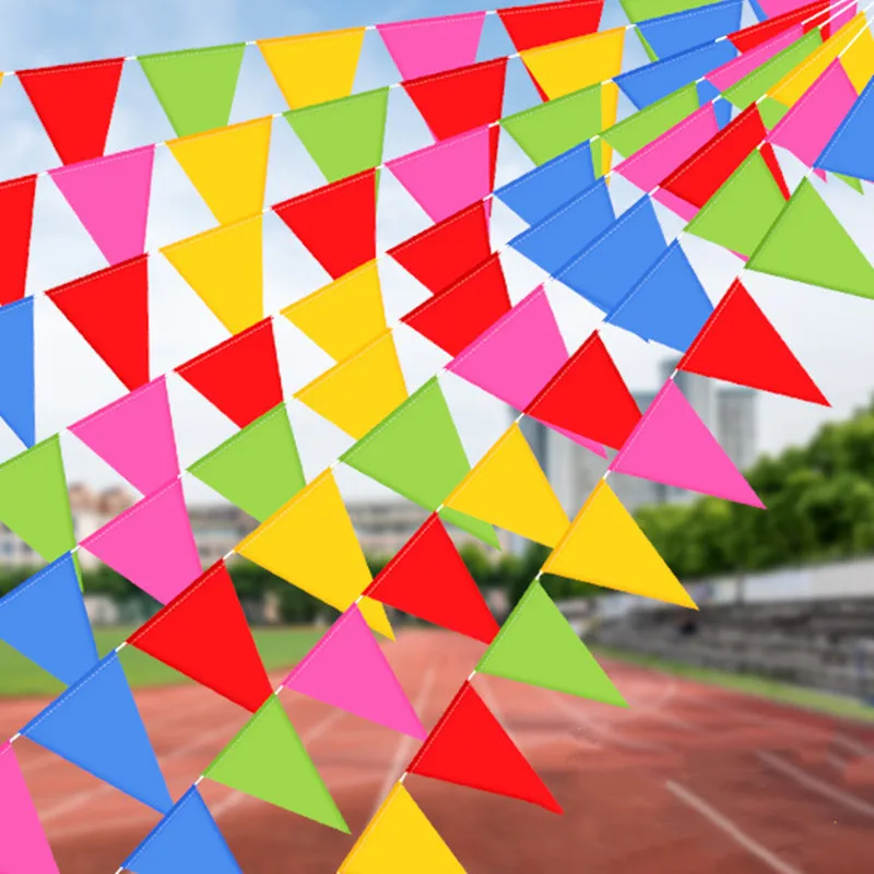 Colorful Flags 30/40 Meters Banner Garland Outdoor Birthday Wedding Festival Pennant String Flag Home Garden Decoration 50/60pc burlap linen bunting flags birthday banner paper birthday banner paper garland jute triangular banner party decorations triangular flags