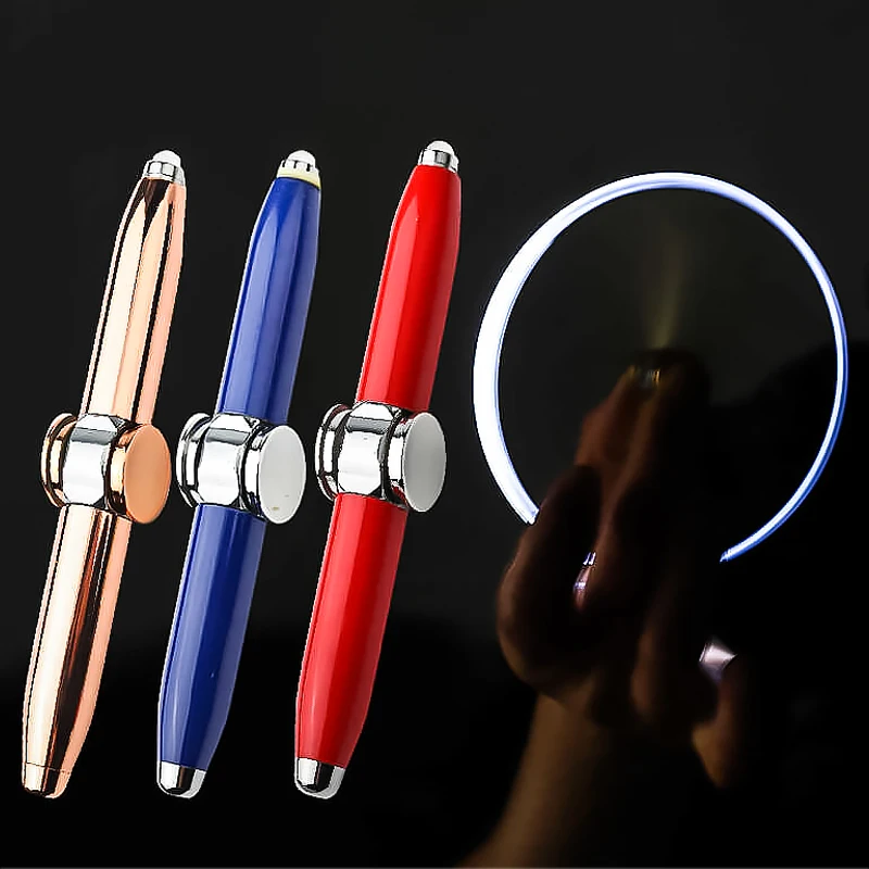 

LED Lamp Rotary Pen Fingertip Ballpoint Pen Toy Luminous Cool Fidget Rotary Pen Decompression Toy for Children and Adults