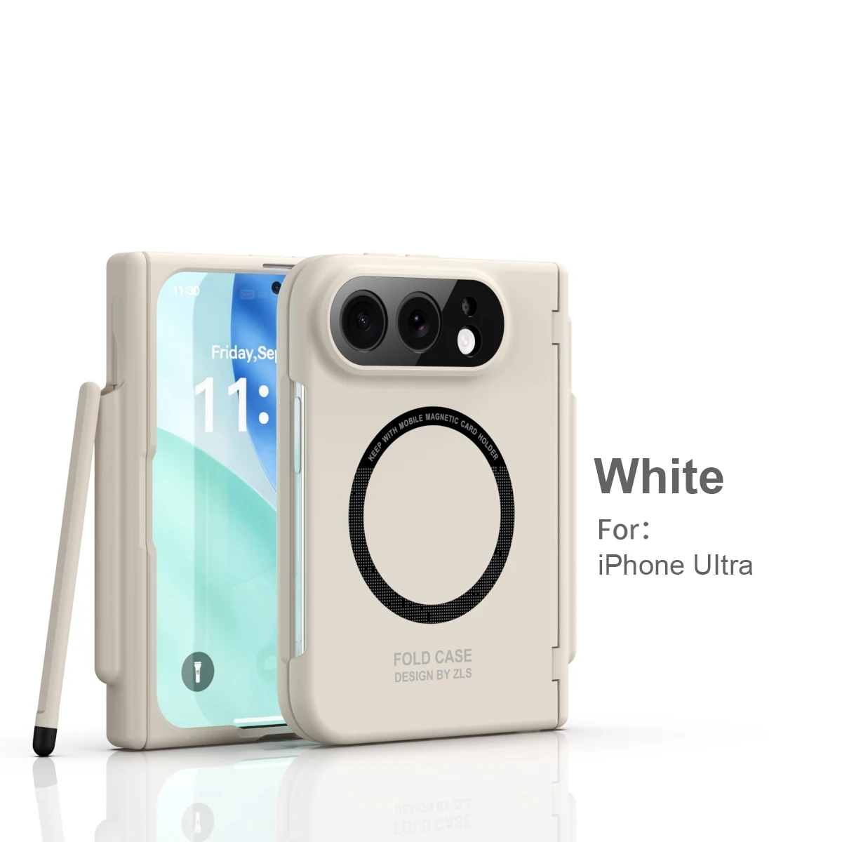Premium Magnetic Phone Case with Built‑in Stylus Slot and Front Tempered Film