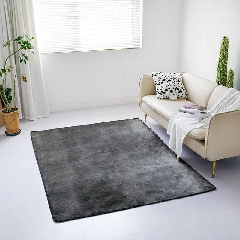 

Silver Grey Short Plush Faux Fur Rectangle Rug Plush Area Shag Rugs Floor Carpets for Decoration Cute Shaggy Fuzzy Home Decor