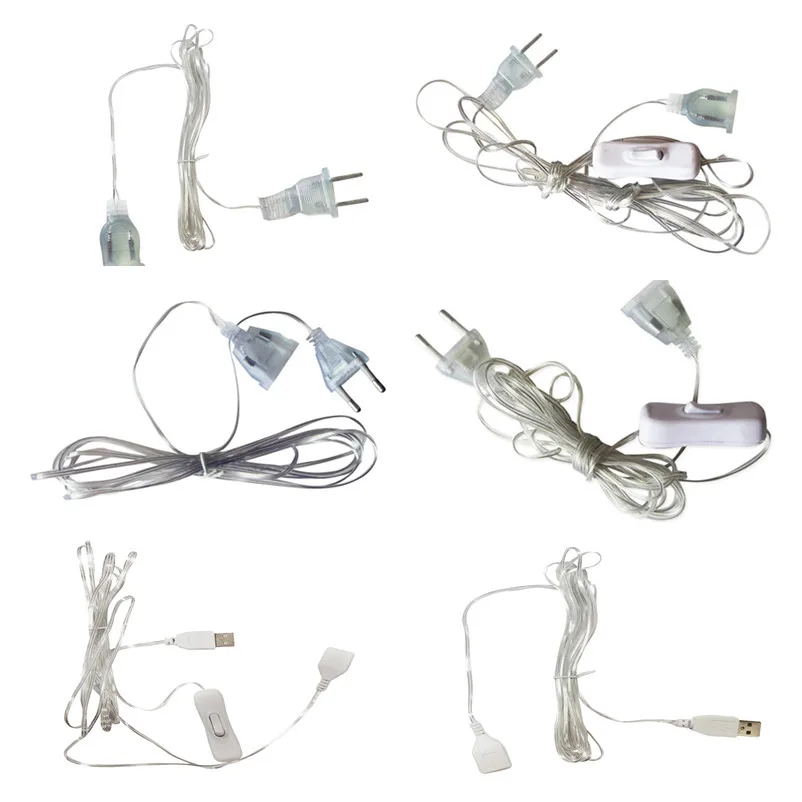 

3m Plug Extender Wire Extension Cable EU/US Plug for LED String Light Wedding Decoration Led Garland DIY Natal Christmas Lights
