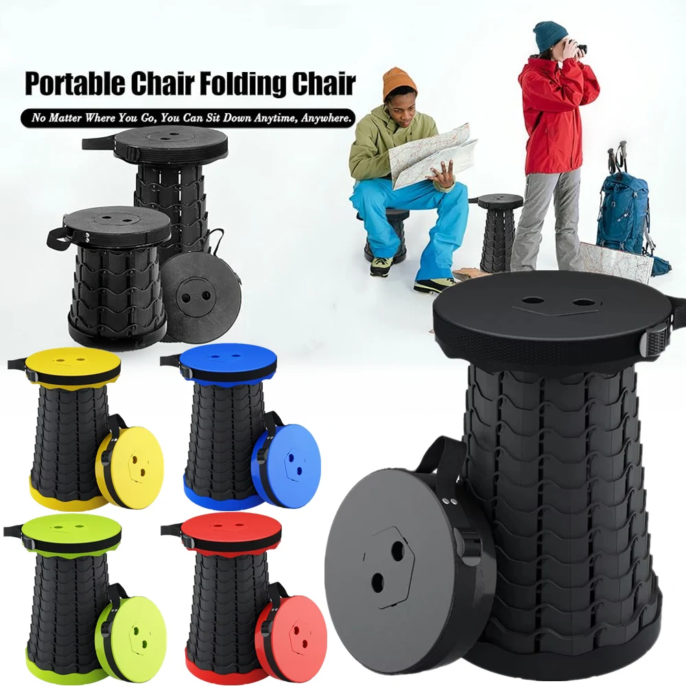 Tabouret de camping télescopique ultra-léger et pliable - Siège portable pour randonnée, pêche et plage
