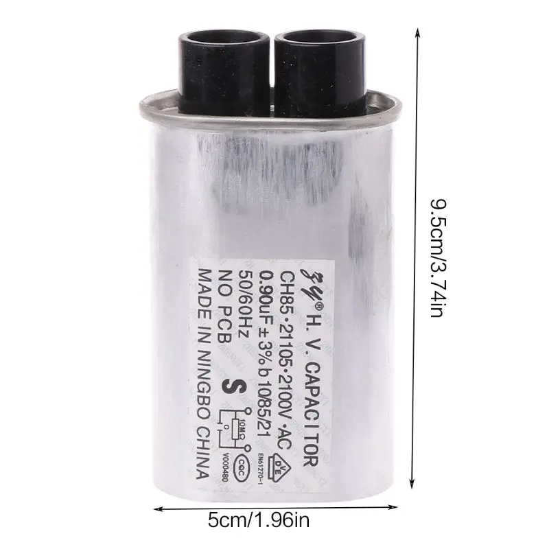 R2JD AC 2100V Microwave Oven High Voltage HV Capacitor 0.90μF Replacement Universal