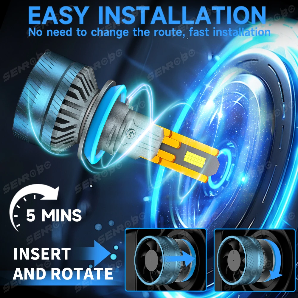 9600W 10개 구리 튜브 6500K 자동차 라이트 H7 H4 캔버스 LED 헤드라이트 HB3 HB4 9005 9006 H1 H11 9012 전구 CSP 9865 고출력 램프