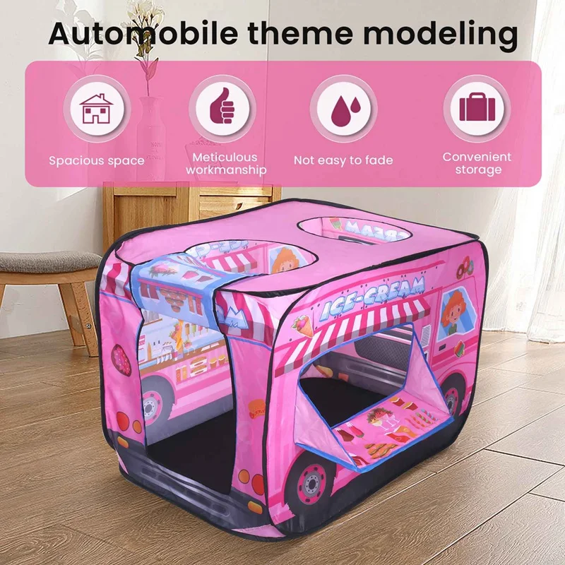 Ice Cream Truck Kids Play Tent-Foldable Indoor And Outdoor Playhouse For Toddlers, Boys And Girls