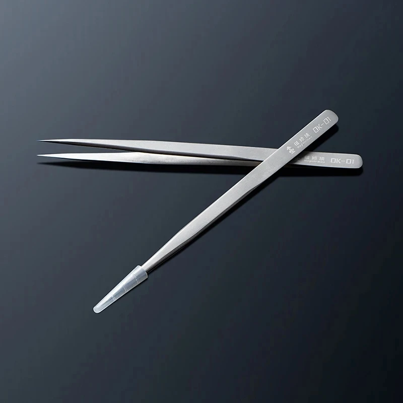 Precision Tweezers REPAIR MAN OK-01 Sharp Tips Clip for Mobile Phone PCB IC Circuit Jump Wire Chip Maintenance Clamp Hand Tool