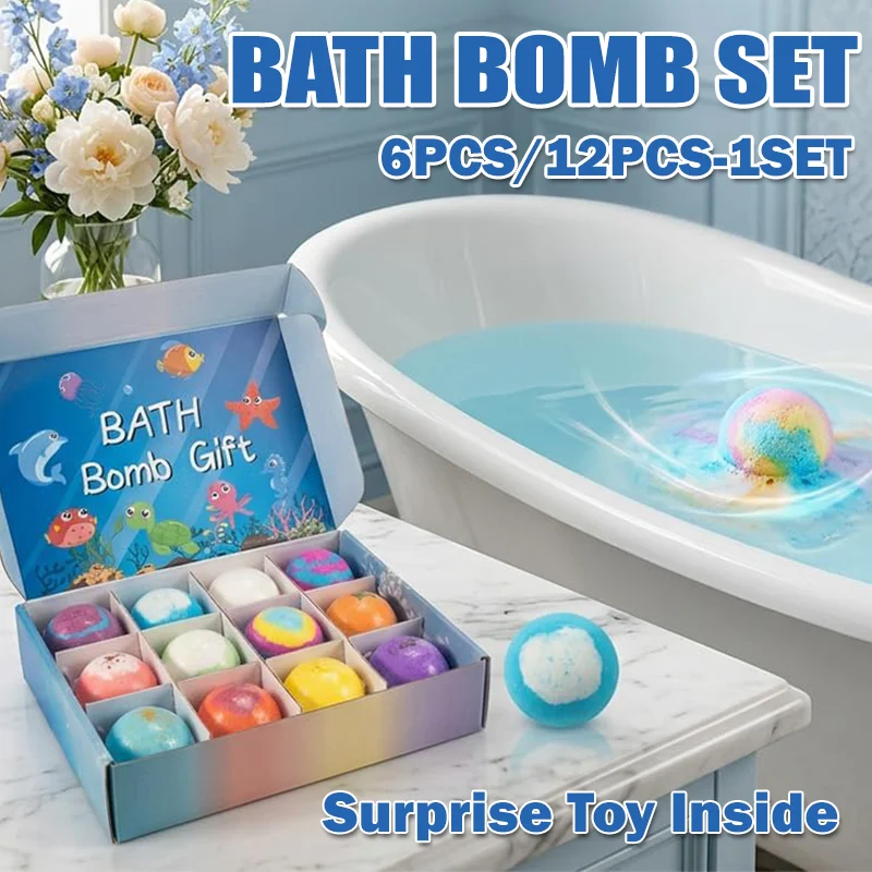 Children's Bath Bombs Gift Set with Hidden Toys - Safe Ocean Bubble Bath for Sensory Play and Bathtime Fun