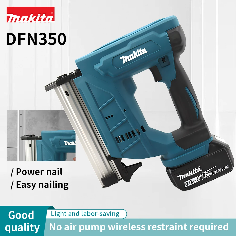 Electric Brushless Nail Gun DFN350G Staple gun straight impact nail gun pneumatic Woodworking tray finish For Makita 18V Battery nailing gun staple gun nail gun