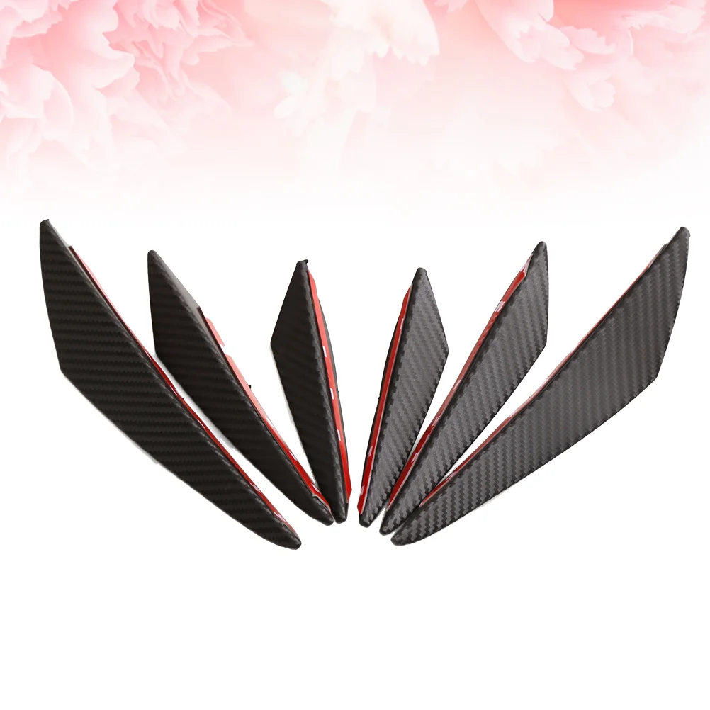 6PCS Universal PP Surface Car Bumper Front Car Bumper Cover Angle Spoiler (Carbon Fiber Pattern)