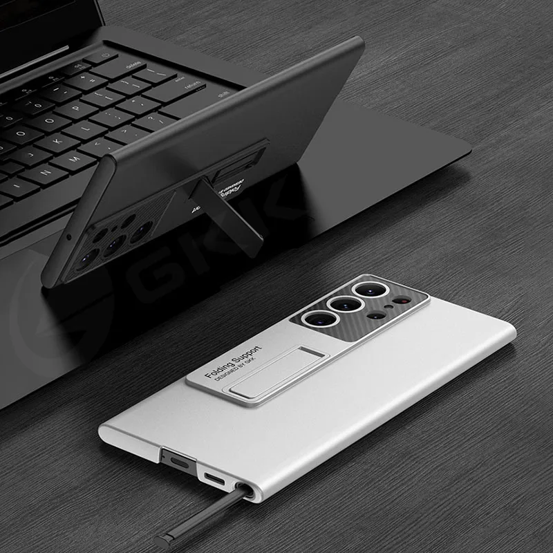 GKK Original Case For Samsung Galaxy S24 Ultra 360 Protective Case Anti-knock Matte Hard Stand Armor Cover For Galaxy S24 Ultra