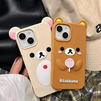 2026 new cute cartoon 3D rilakkuma phone case For iPhone 17 16 15 14 13 12 Pro Max 17promax 17pro soft silicone cover 1