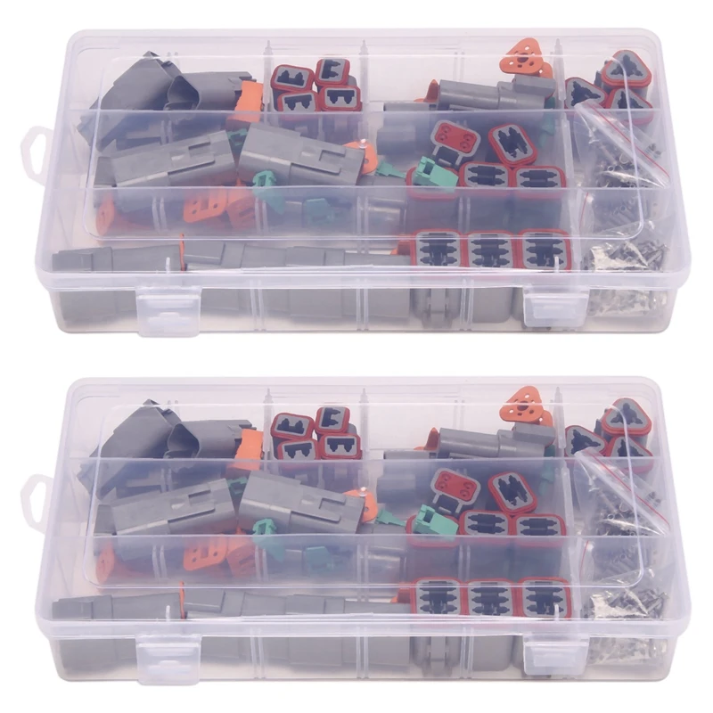 

500Pcs Deutsch DT Series Waterproof Wire Connector Kit DT06-2/3/4/6S DT04-2/3/4/6P Automotive Sealed Plug with Pins Box