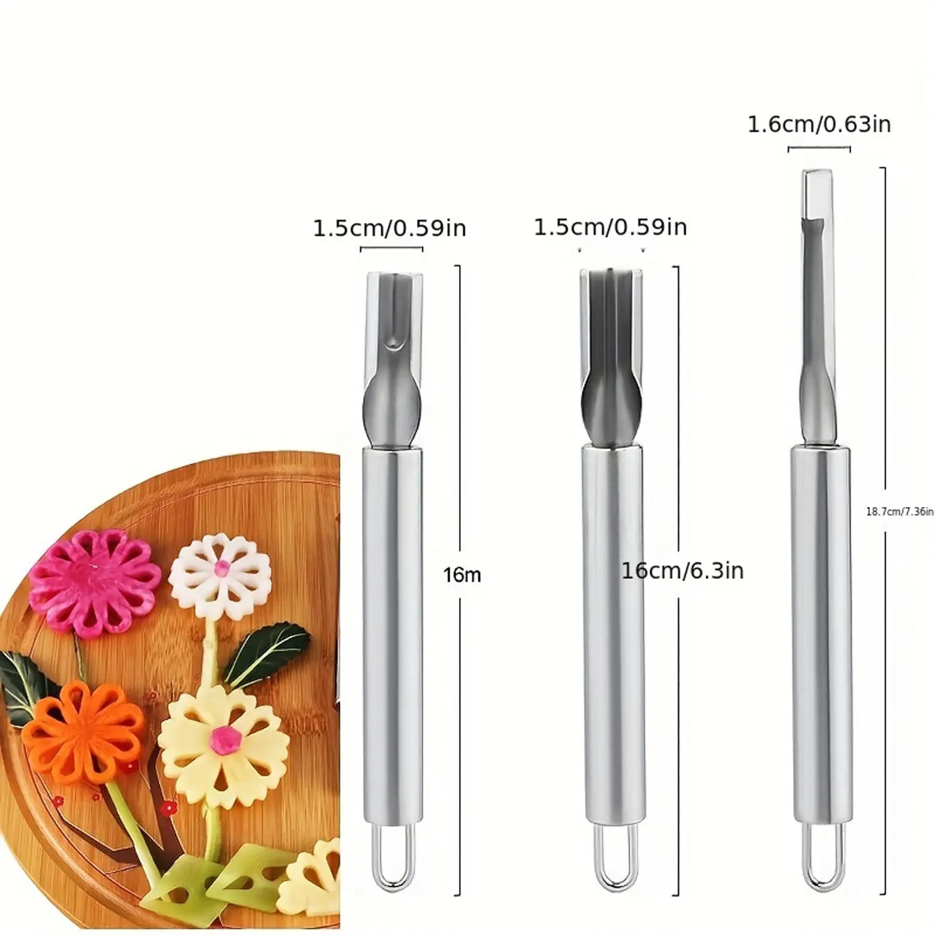 Three-piece carving tool stainless steel carving knife fruit and vegetable knife water drop shape petal shape