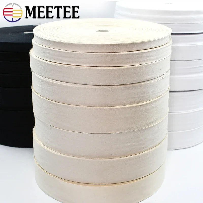 1Pc(90M) 10/15/20/25/30/35mm Cotton Webbings Tapes Bag Belt Lable Ribbons Bands DIY Sewing Clothes Tag Tape Bias Binding Crafts webbing ribbon cotton bias tapes