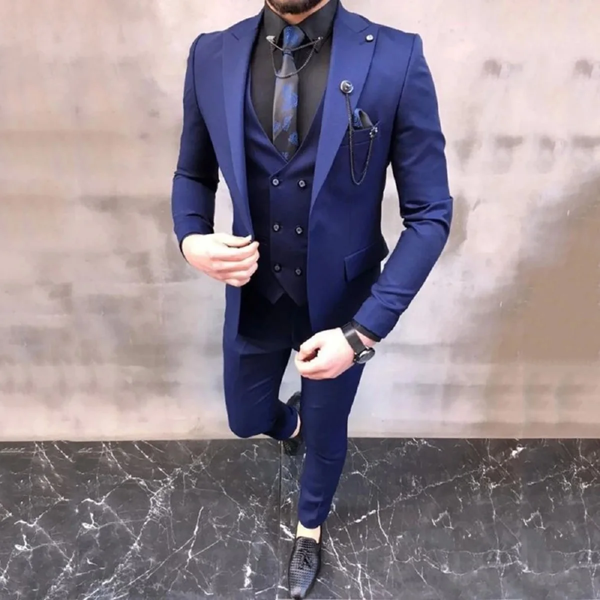 Latest Designs Male Suits For Wedding Slim Fit Elegant Formal Best Men Groom Wear Suits Costume Homme (Blzer+Vest+Pants)