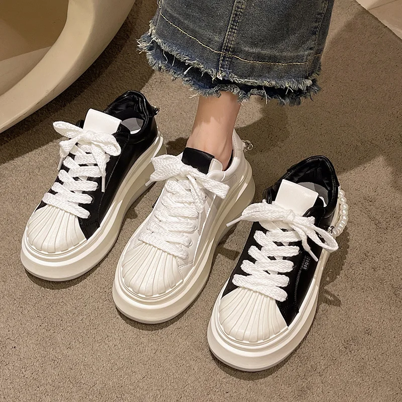 New Women's Casual Thick Sole Sports Little White Shoes Versatile Comfortable and Waterproof Matsuke Shoes