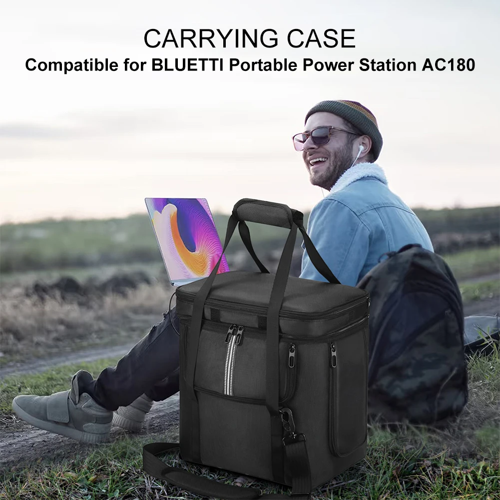 Carrying Case for BLUETTI Portable Power Station AC180 Storage Case Travel Storage Bag Anti-drop with Shoulder Strap & Handle