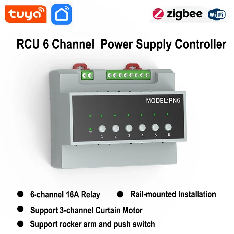 스마트 라이프 WIFI 6채널 릴레이 스위칭 모듈 16A 지그비 전원 원격 제어 장치 110V-240V 스마트 스위치 모듈