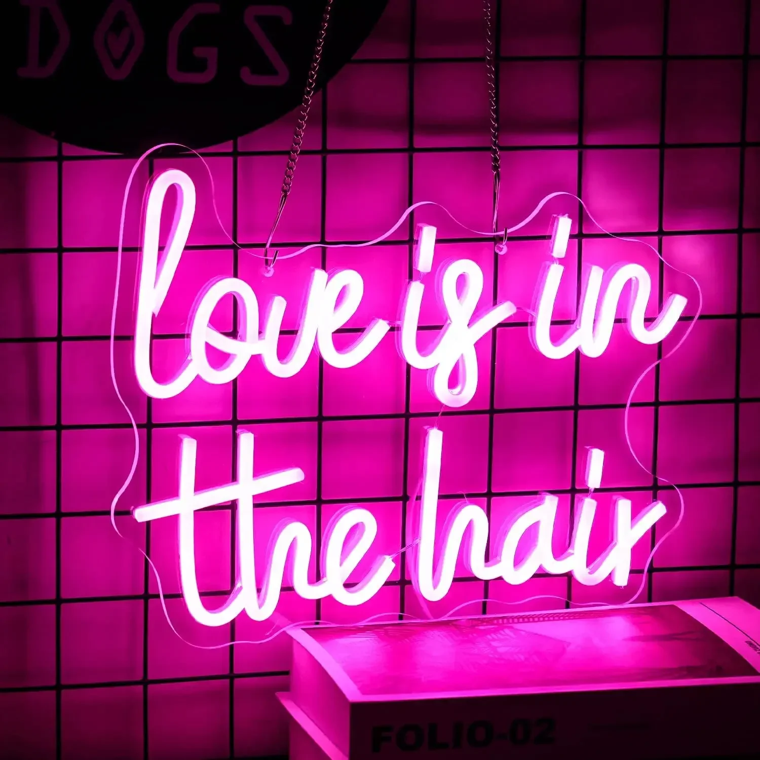 Insegna Al Neon Flessibile 'Love Is In The Hair' 35x28 Cm - Luce Regolabile Per Barbieri, Saloni Di Bellezza E Decorazione Parete - 6