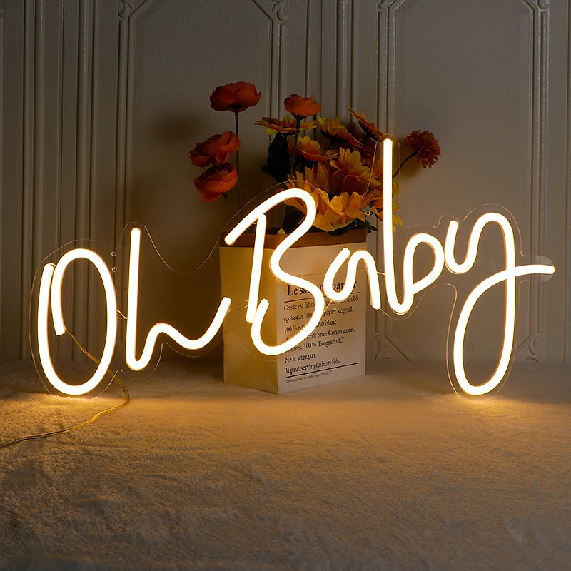 10 Styles Neon led Sign Happy Birthday Led Light Party Flex Transparent Acrylic Oh Baby Neon Light Sign Wedding Party Decoration