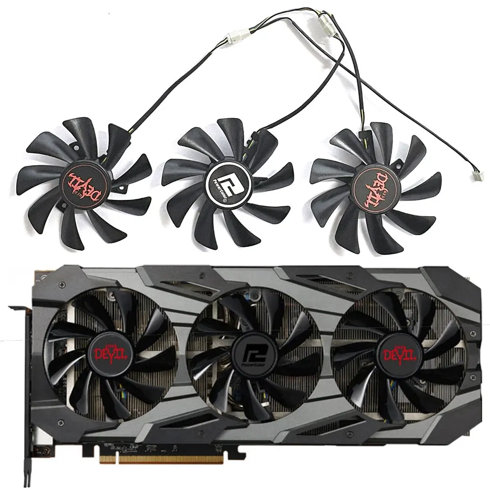 

FD7010H12S CF9015H12S T129215SU 85MM 4-pin RX5700 XT GPU Fan for Power Color RX 5700 XT Red Devil 8GB GDDR6 graphics card coolin