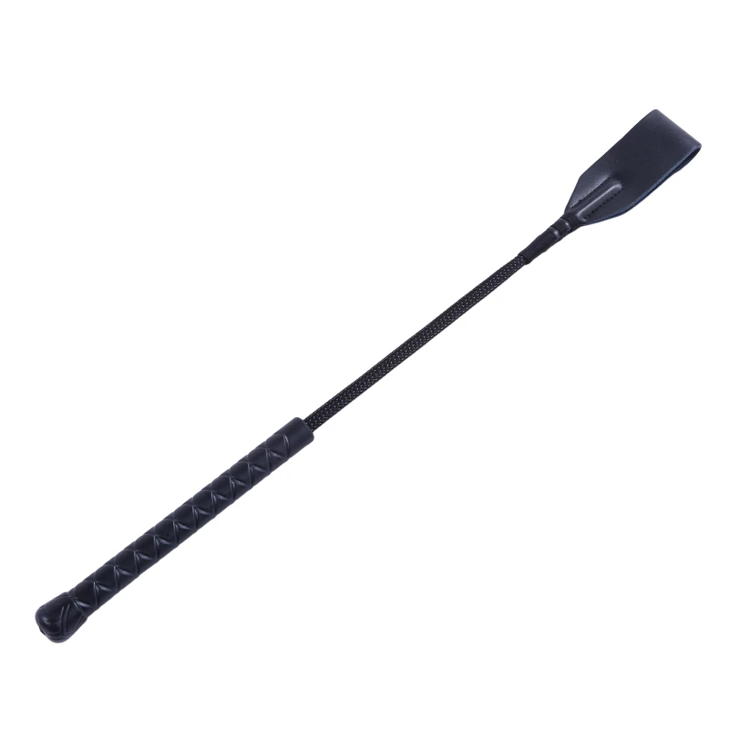 High Quality Black Faux Leather Horse Whip Hand Made Halter Braided Riding Whip Horse Racing Equipment 5