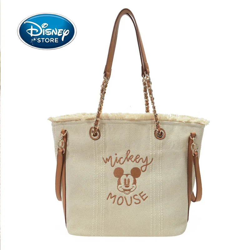 

Disney Mickey Mouse Tote Bag Women's Large Capacity Multifunctional Handbag Shoulder Storage Bag Girl Tassel Canvas Backpack
