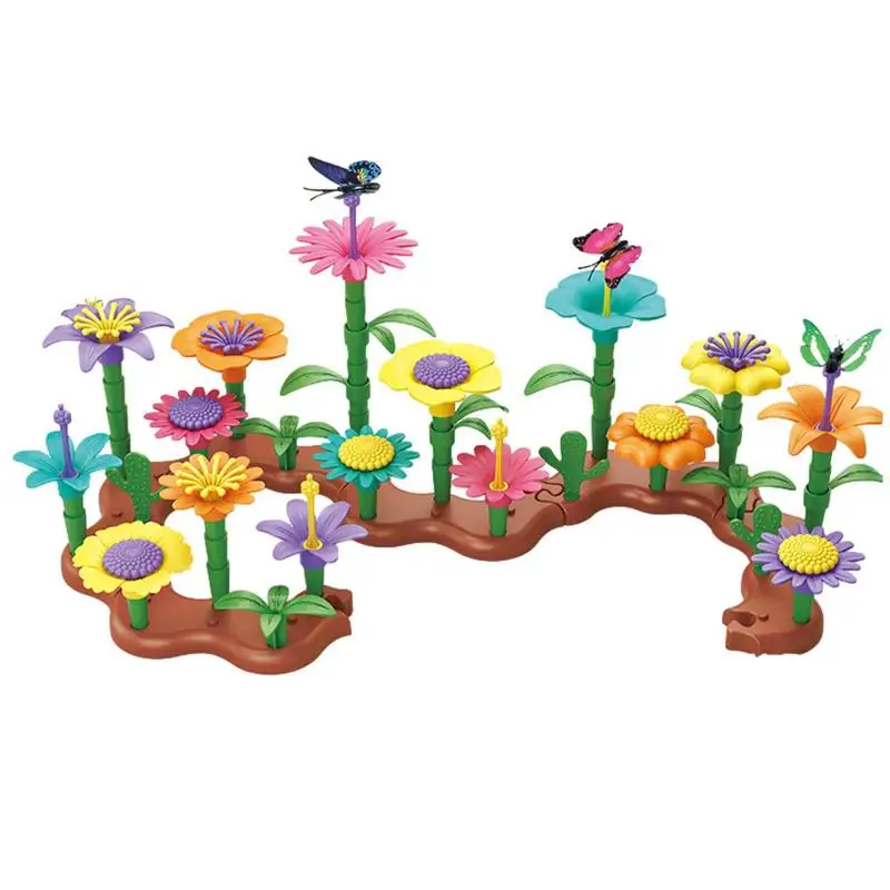 Flower Garden Building Toys Colorful Interconnecting Blocks Toys Educational Toddlers Playset Construction Toys For Girls Kids