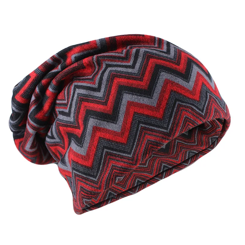Neue Frauen Frühling Zwei Verwendet Mode Mützen Skullies Schal Warme Mädchen Herbst Im Freien Hut Marke Erwachsene Gestreiften Hut Gorras Verkauf