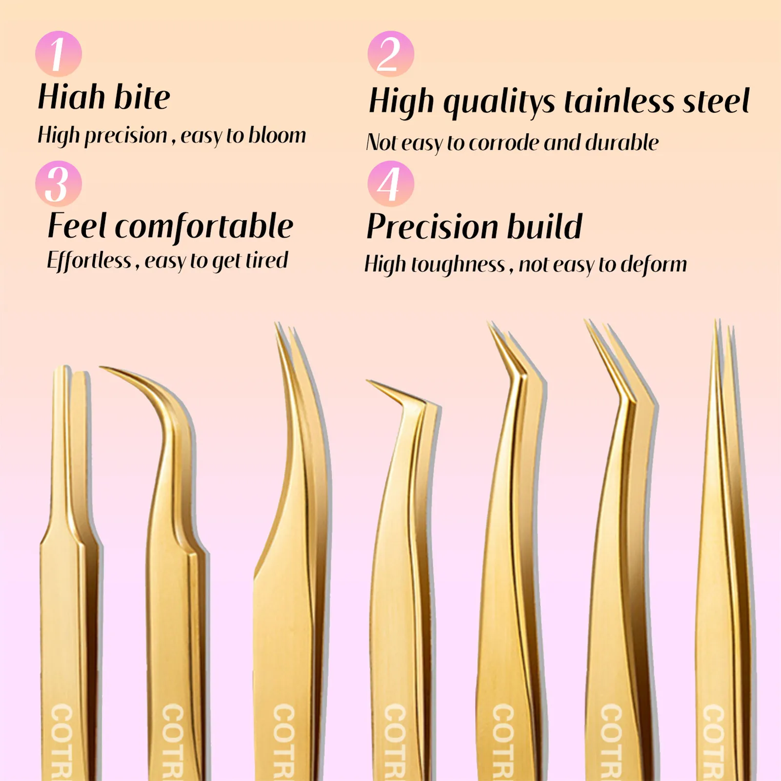 Eyelashes Tweezers Stainless Steel Superhard Tweezers High Precision Anti-static Tweezers For Eyelash Extensions Makeup Tools 2