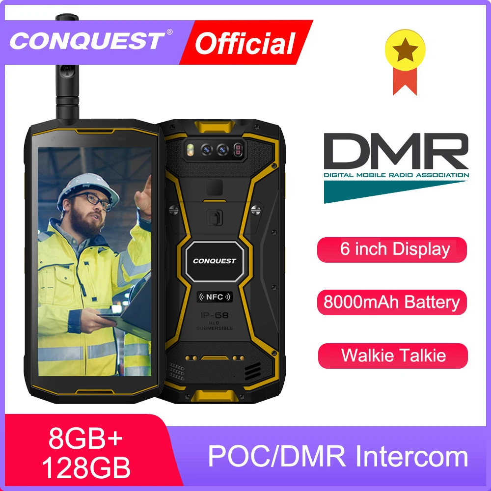 2024 Upgarde 33W CONQUEST S12 Pro DMR Night Vision Rugged smartphone IP68 Waterproof 4G Global Version 8GB RAM 128GB ROM conquest s20 5g global night vision smartphone ip68 waterproof 48mp four camera 8gb ram 128gb 256gb rom 6 3 inch mobile phones