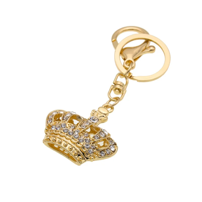 

10pcs/lot fashion woman rhinestone crown keychain female cystal crown key ring