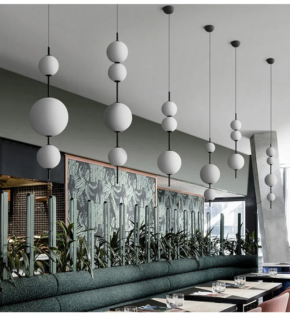 Description Picture 3 of itemModern Creativity Pendant Light for Restaurant Shop Kitchen Bedroom Glass Ball Chandelier Pendant Lamp Lighting Decoration