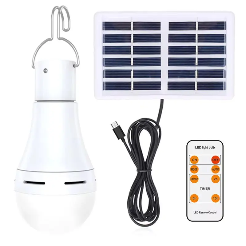 7W Solar Light Waterproof USB Charged Hanging Emergency Sunlight Powered Lamp Outdoor Indoor House Solar Bulb Light Solar Panels