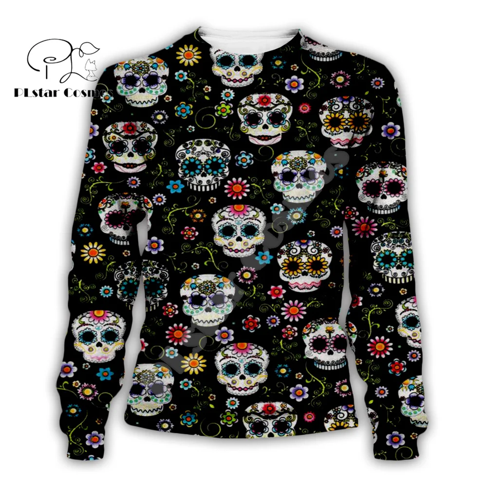 Halloween Pumpkin Skull Ghost Tattoo Retro Colorful Tracksuit Harajuku Pullover 3DPrint Streetwear Casual Jacket Funny Hoodies Y