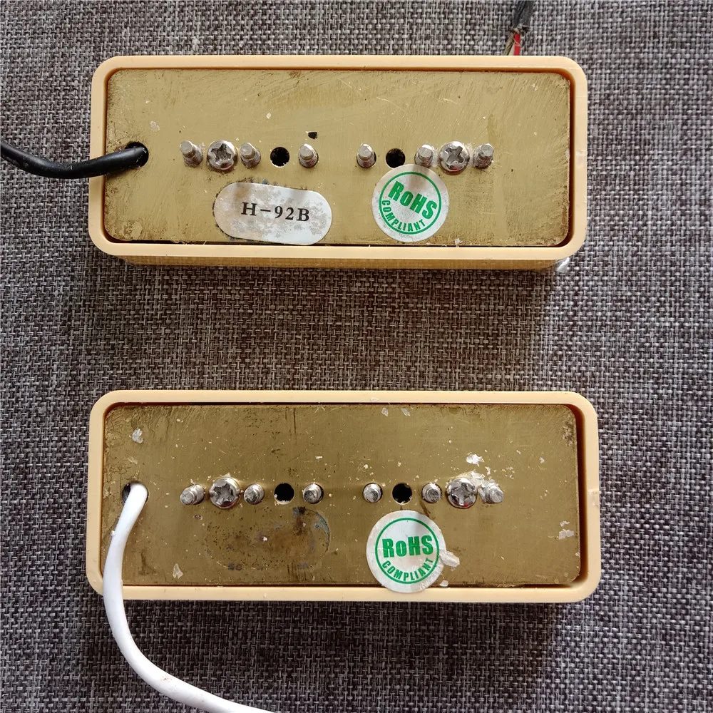 P90 Electric Guitar Neck and Bridge Pickups, Light Yellow, BJH-63, New