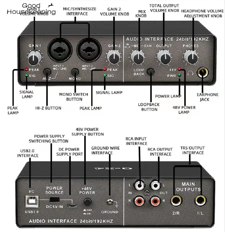 Q-24 Usb Audio Interface Guitar Pro Audio Equipment Computer Free Drive USB External Sound Card Professional Portable Video