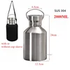 2000ML Large Capacity Sports Water Bottle Single Wall Stainless Steel Kettle Travel Outdoor Portable Flasks Cycling Drinkware 2