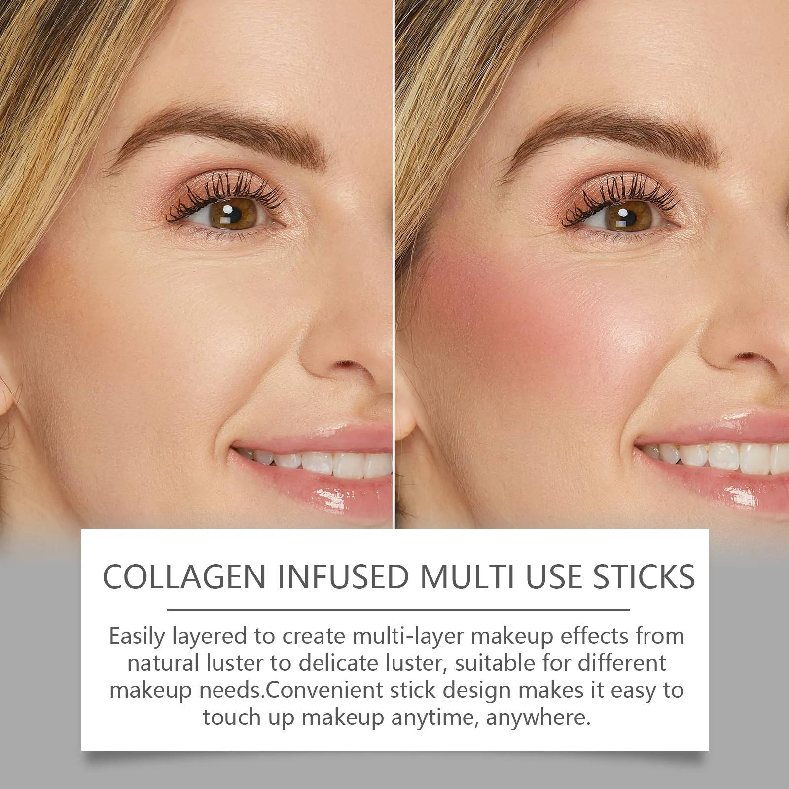 Collagen Multi Blush Stick Silky High Pigment Plumping Moisturing Waterproof Jelly Tint Lightweight Matte Hydrating Blush Makeup 6