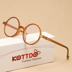 Vintage Round Frame Unisex Reading Glasses for Hyperopia & Presbyopia (Tea)