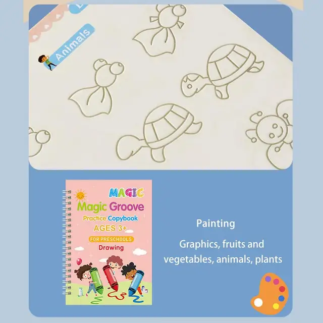 Tracing Books For Kids Ages 3-5 5 Pack Reusable Grooved Handwriting Workbooks, Magic Copybook, Magic... Letter Tracing For Kids Ages 3-5