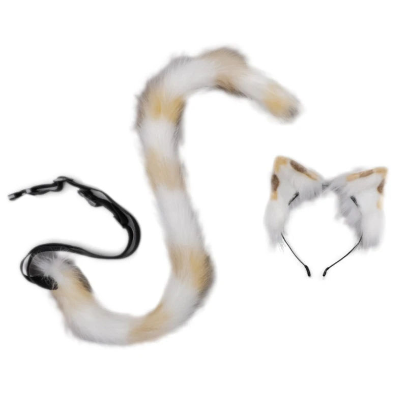 

Plush Hair Hoop for Cat Ears Headwear Tail Set Furry Hairband Headpiece Anime Fancy Dress Cosplay Accessorie J78E