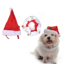 

New Christmas Costume Puppy Kitten Small Cats Dogs Pets Accessories Pets Christmas Day Ornaments Cute Dogs Hat Scarf With Bell