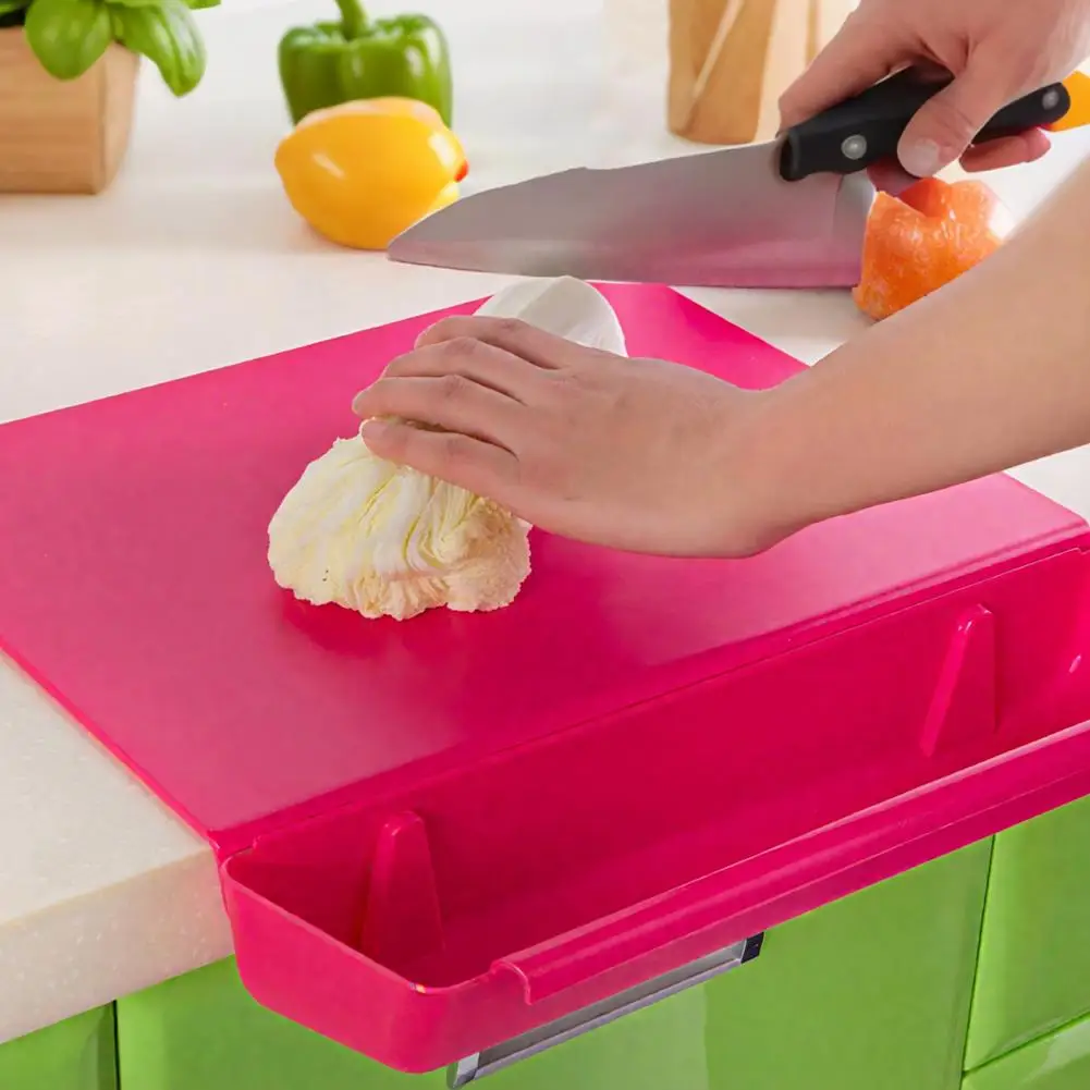 2-in-1 Acrylic Cutting Board With Food Container Slot 38cm Chopping Board For Food Prep Dishwasher Safe Kitchen Accessories