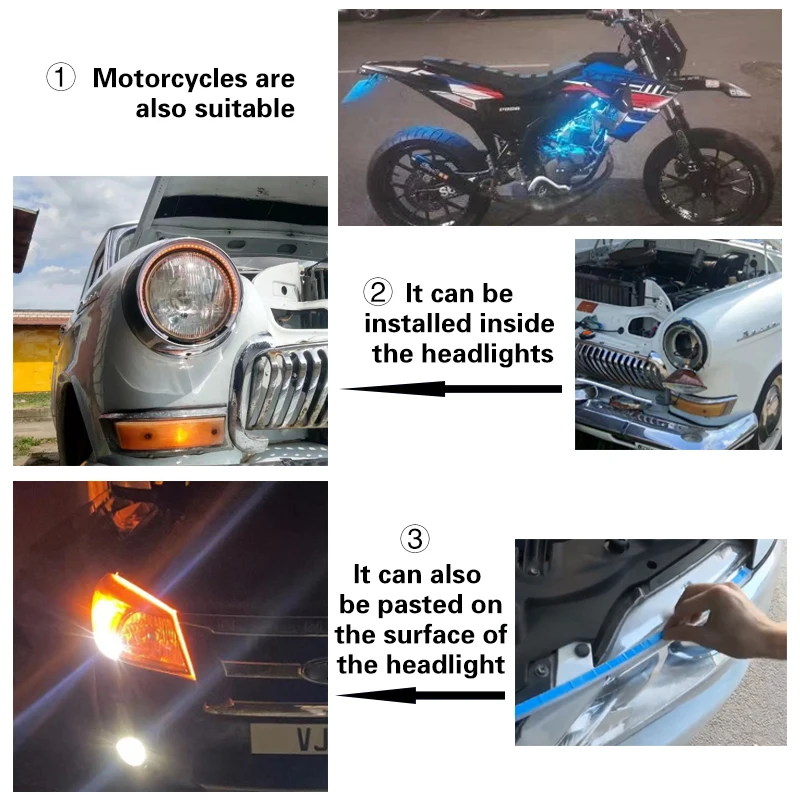 LED DRL 자동차 주간 주행등, 유연한 방수 흐름 DRL LED 스트립 방향 지시등, 혼다 HR-V HRV 2015-2019, 2 개, 12V