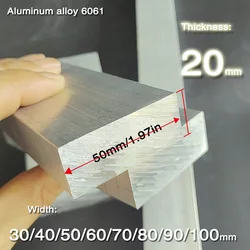 Premium Aluminum Alloy Flat Bar - Various Sizes and Thickness Options Available - 20x90x100mm 1Pc