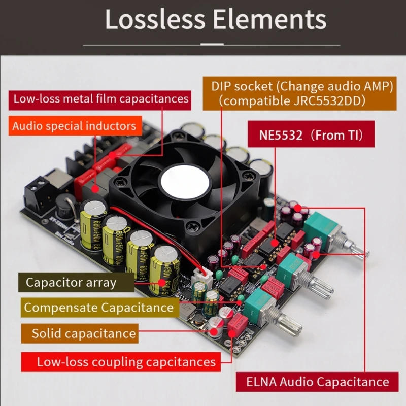 

220Wx2 Audiophiles Bluetooth-compatible Amplifiers Module Treble Bass Adjust Double Channel TPA3251 20Hz-20KHz