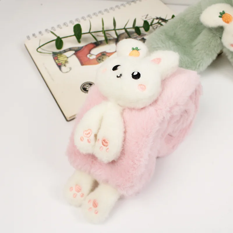 Baby Scarf Boys Girls Winter Thick Plush Cross Cartoon Rabbit Faux Fur Neck Protection Warm Shawl