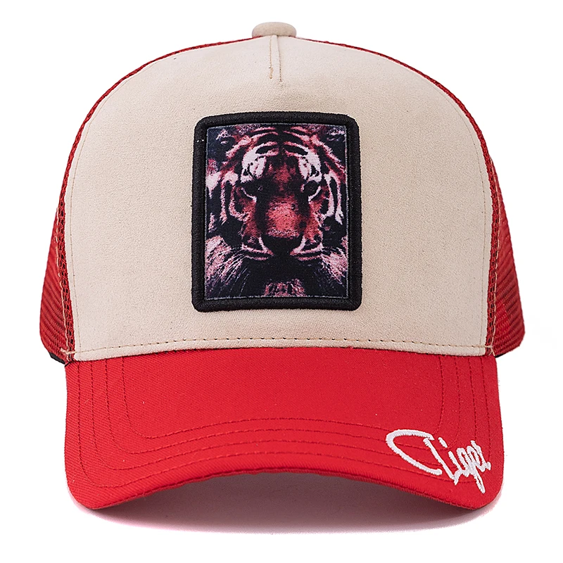 Unisex Animal Hat Tiger Pattern Patch Design Suede Sun Hat Summer Outdoor Fashion Animal Baseball Cap For Men Women ﻿