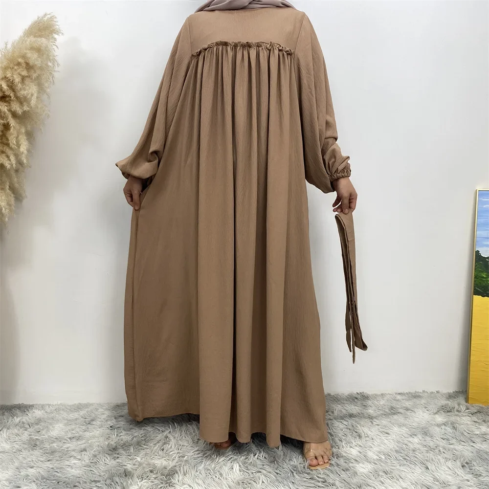 Plain Abaya Crepe Muslim Long Dress Ramadan Eid Loose Abayas for Women Islam Prayer Outfit Hijab Robe Dubai Turkey Modest Kaftan